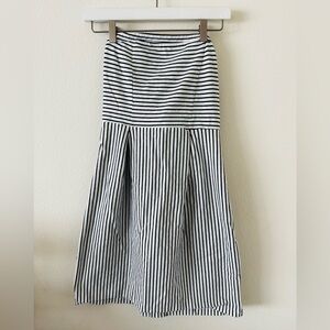 Old Navy Black and White Strapless Striped A-Line Dress